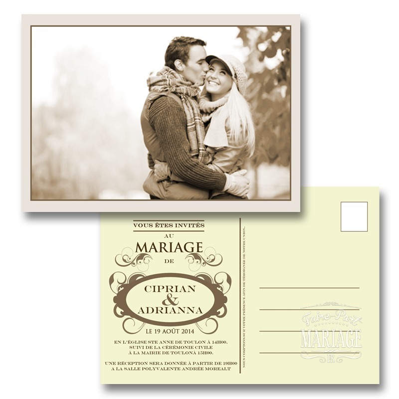 carte postale de mariage