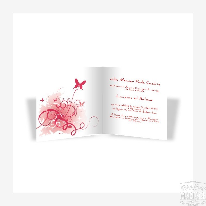 mariage papillon fuschia