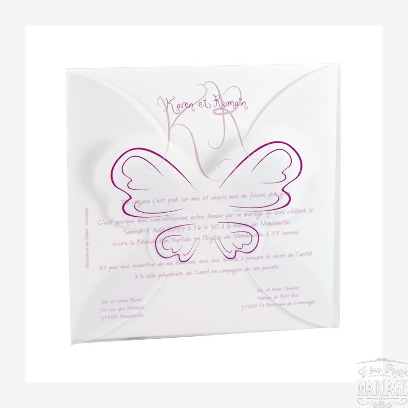 mariage papillon rose