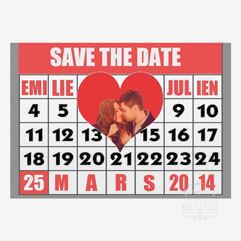 Save The Date calendrier coeur